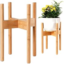 Plant Stand for Indoor - Adjustable, Bamboo Wood | Fits 8,10,12-in
